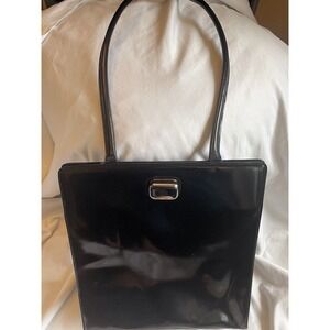 FURLA Classic Vintage 90s Patent Leather Black Shoulder Bag Made In Italy
